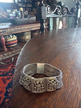 🇹🇭 9 strand sterling silver intricate handmade heavy bracelet. Vintage. Thailand